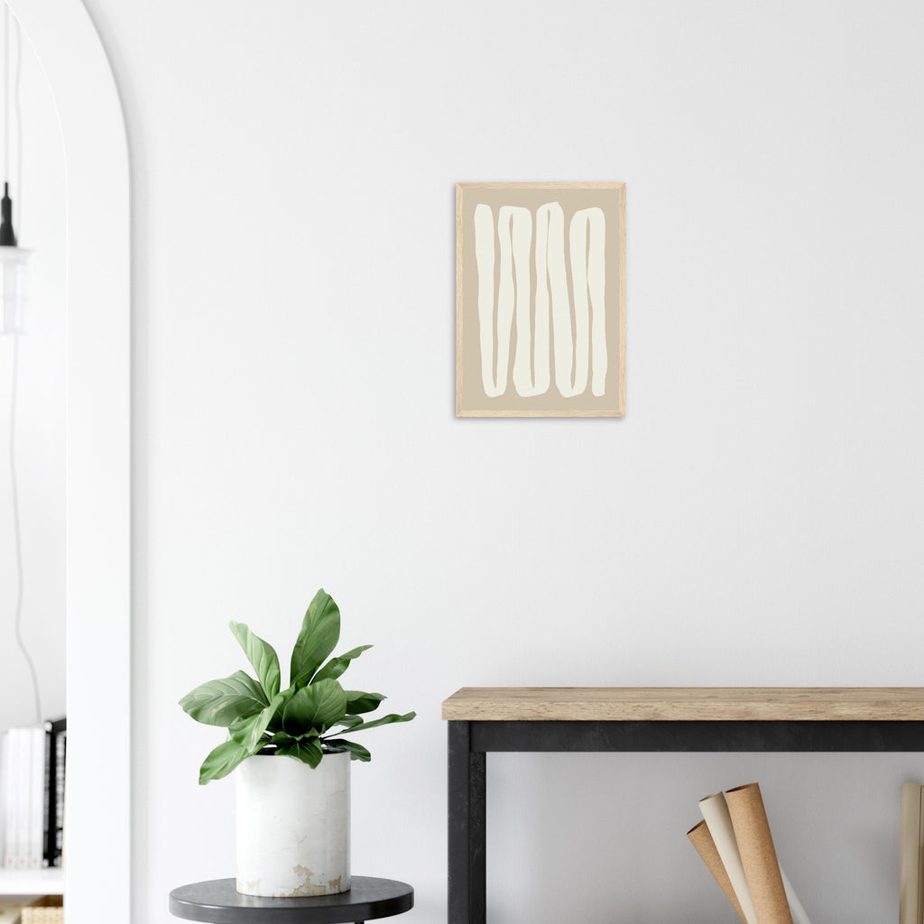 Minimal cream and taupe abstract art print considered home decor UK