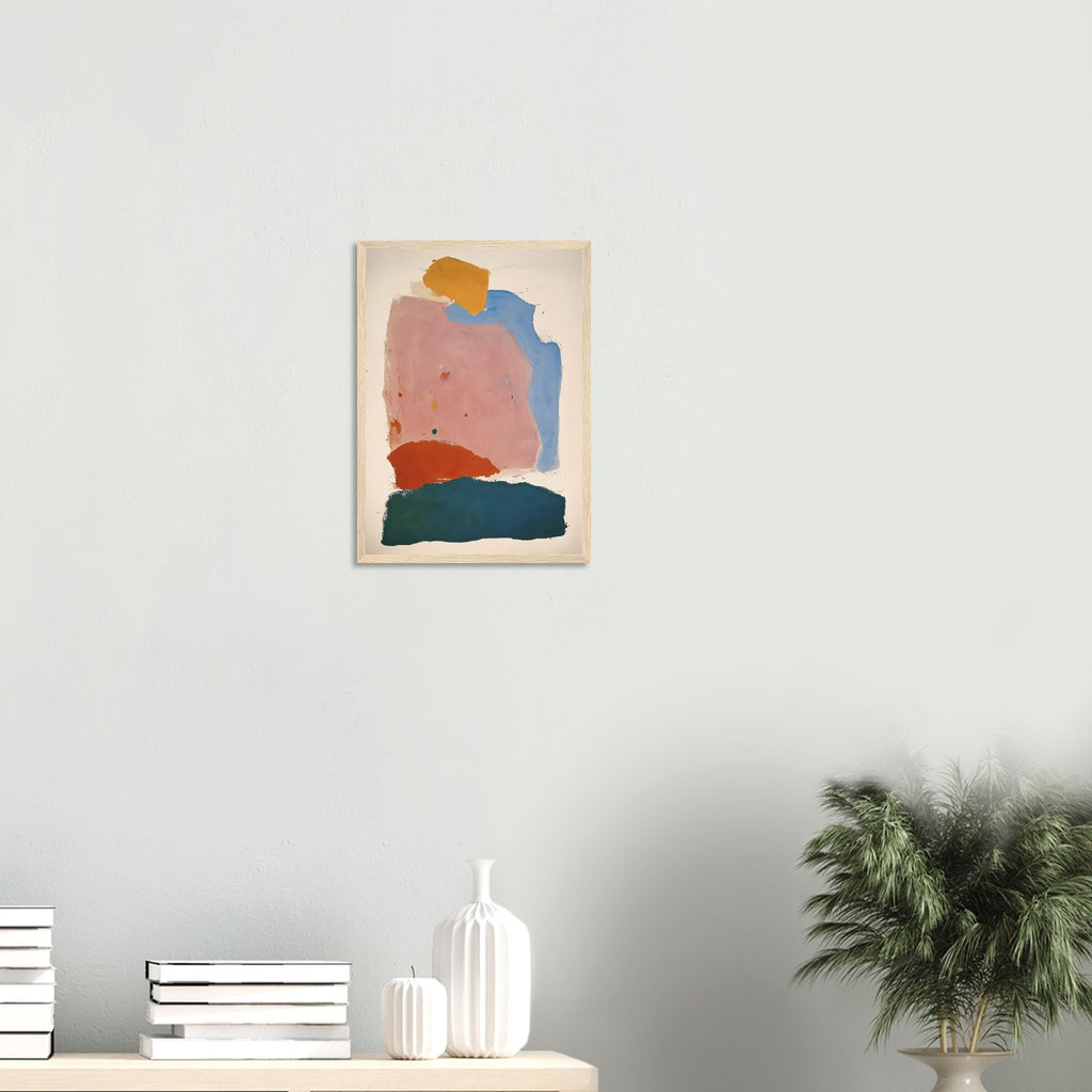 Bold painterly abstract print styled as statement wall art living room
