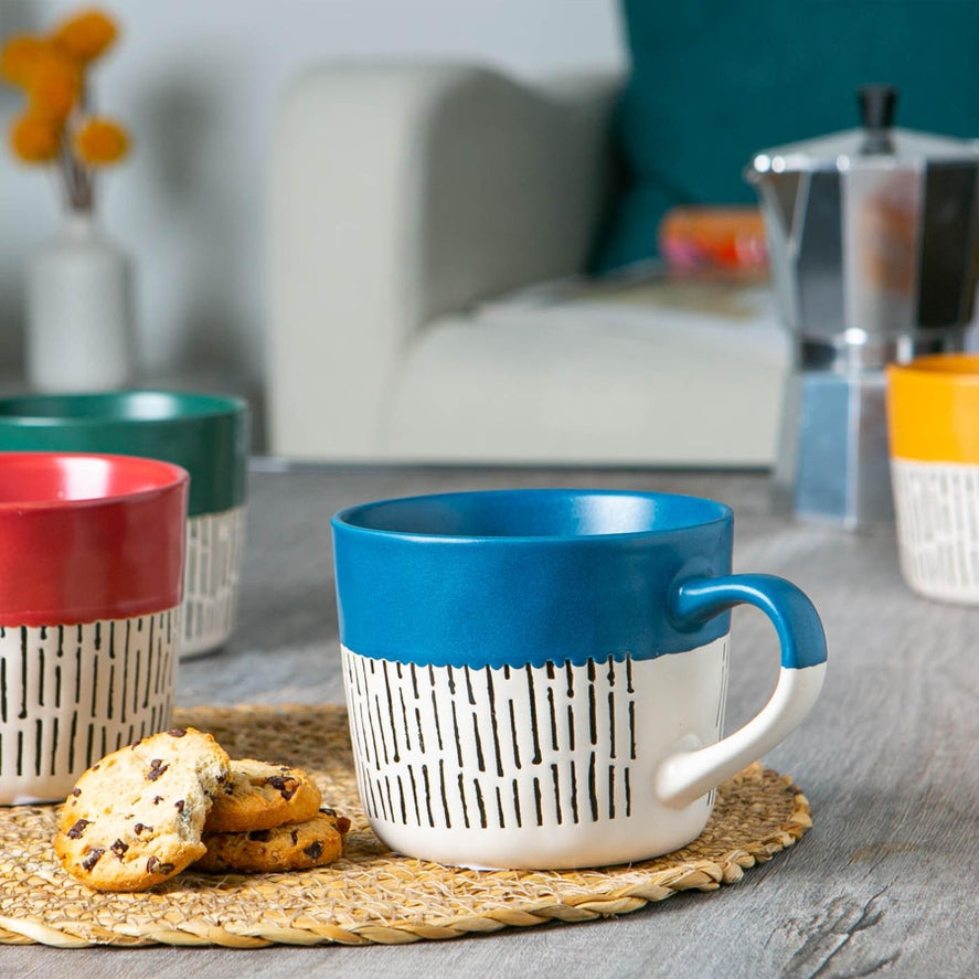 Porcelain dipped mug styled with morning coffee natural home