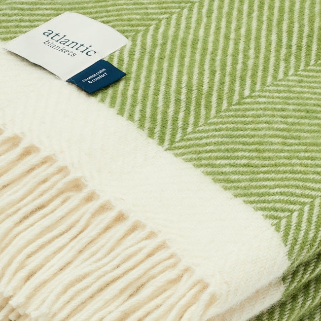 100% wool herringbone blanket made in Britain A+ Living UK