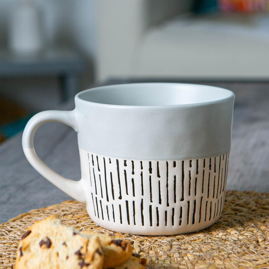 Two tone dipped glaze mug in grey calm home accessories