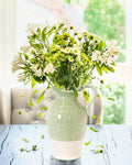 Green and white two tone ceramic jug vase A+ Living UK