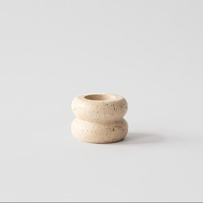 Travertine stone candle holder small size natural home accessories A+ Living UK