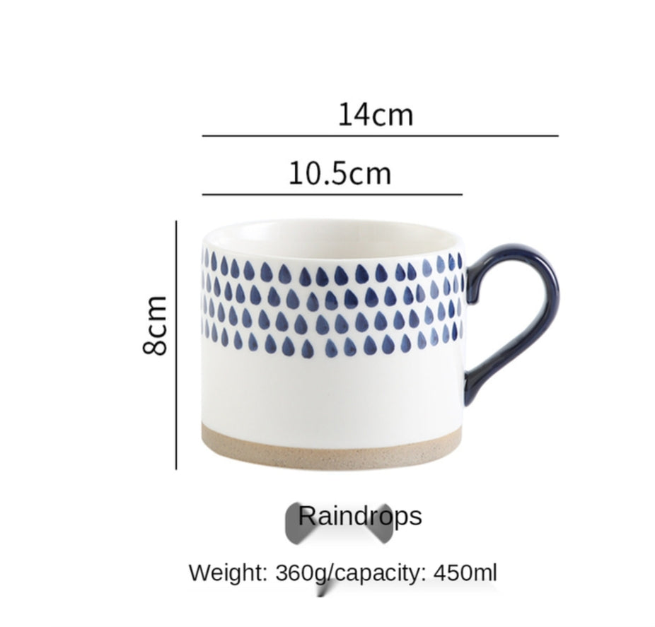 Japanese style ceramic coffee cup raindrops pattern A+ Living UK
