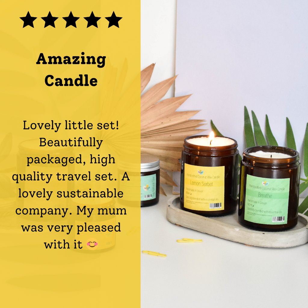 Coconut wax candle with compostable packaging natural home scent