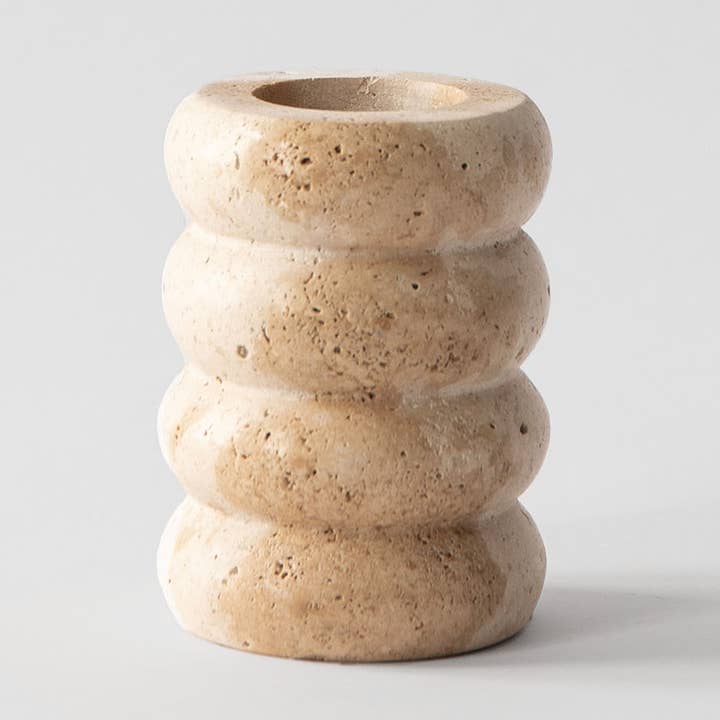 Travertine stone candle holder large size natural home accessories A+ Living UK