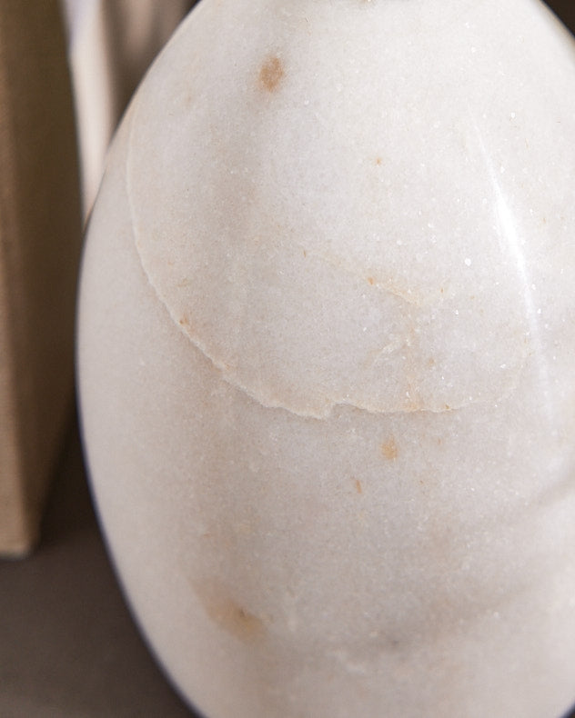 White marble bookends close up veining detail natural ston