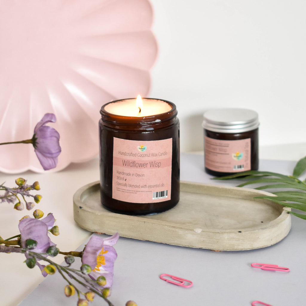 Coconut wax candle with compostable packaging natural home scent