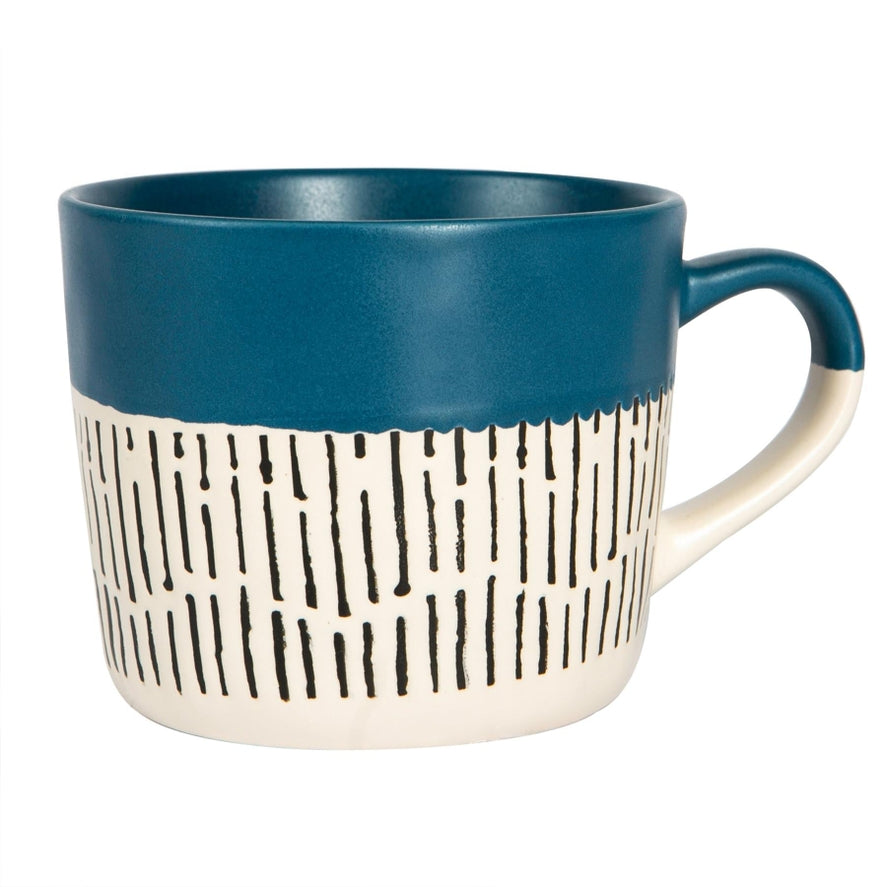 Ceramic dipped dash coffee mug blue 385ml A+ Living UK