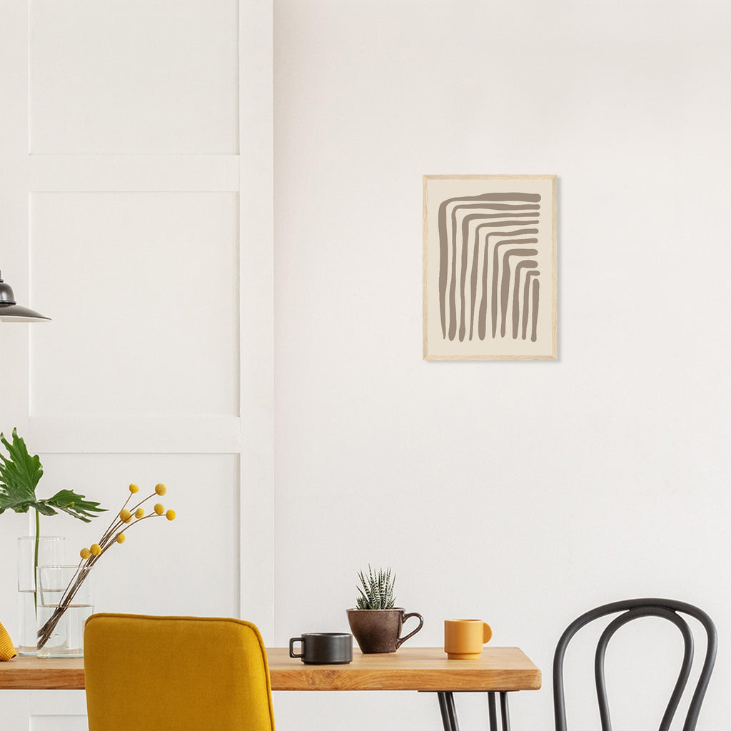 Minimal taupe and cream abstract art print considered home UK