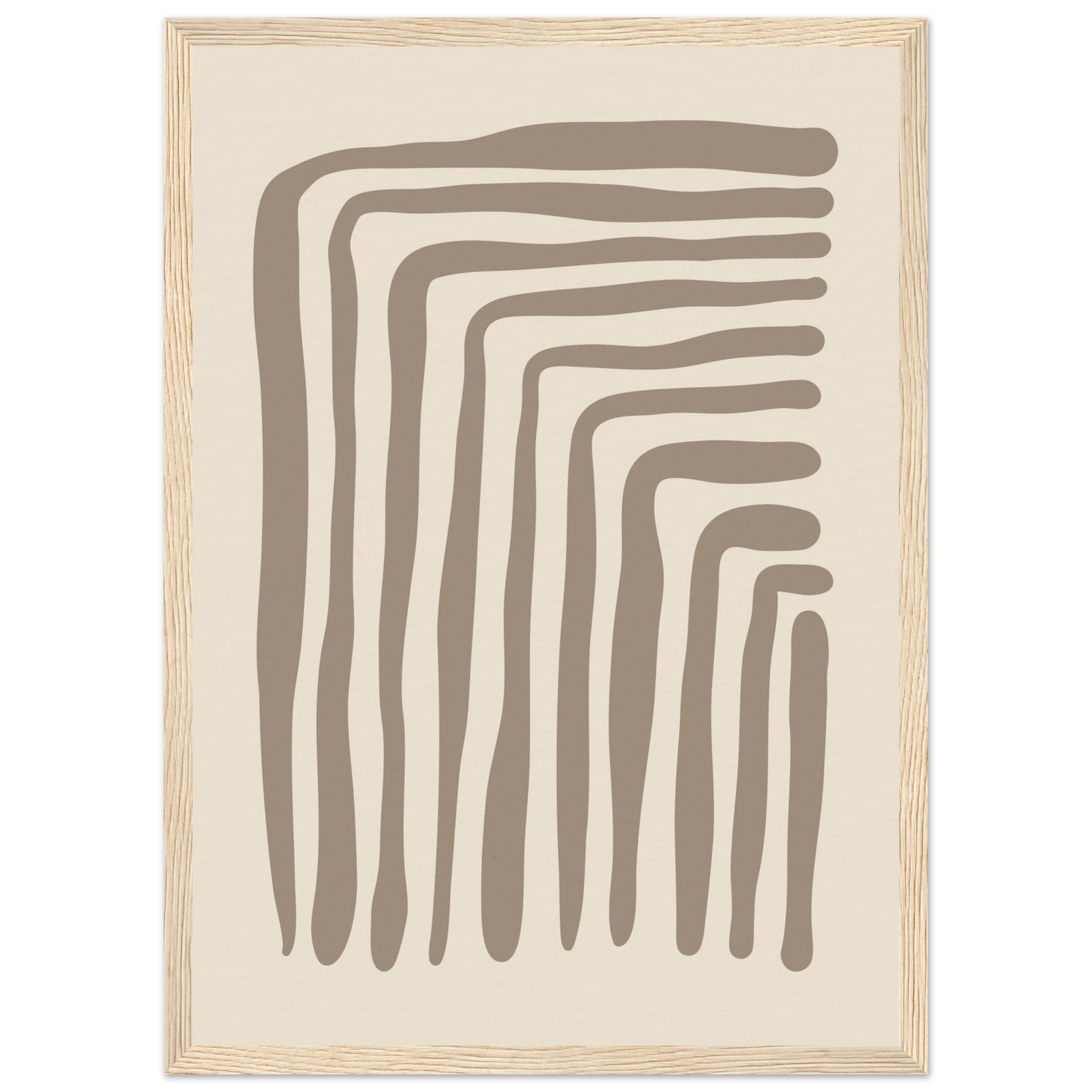 Cascade minimal abstract wall art print taupe lines on cream A+ Living