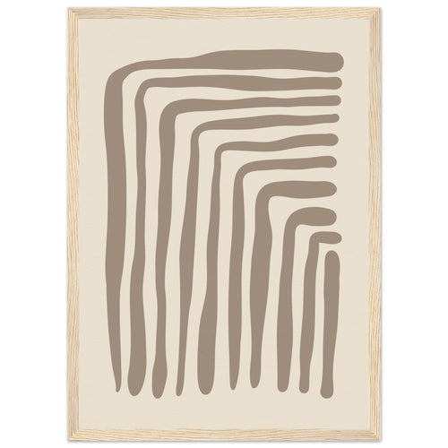Cascade minimal abstract wall art print taupe lines on cream A+ Living