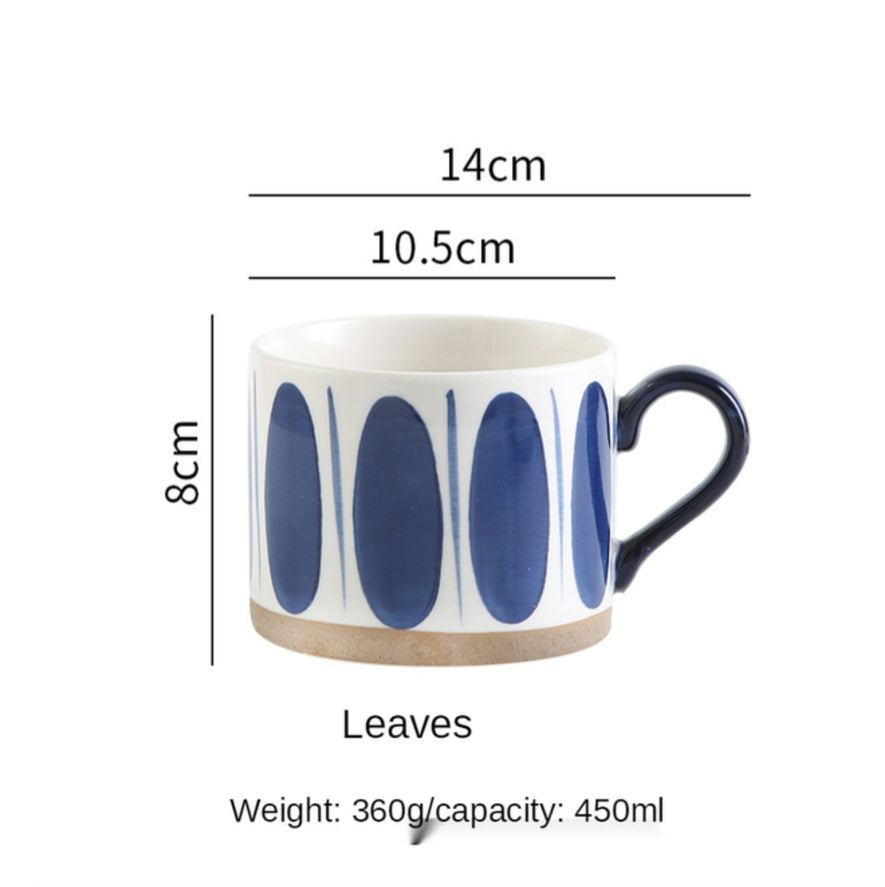 Japanese style ceramic coffee cup leaves pattern A+ Living UK