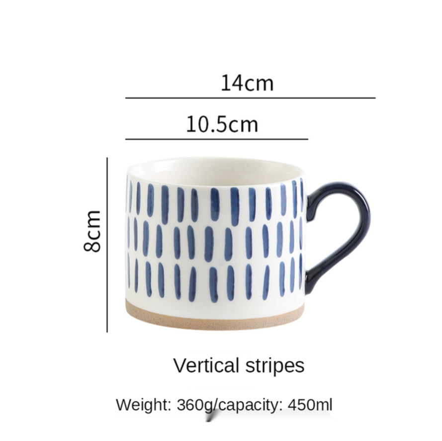 Japanese style ceramic coffee cup stripes pattern A+ Living UK